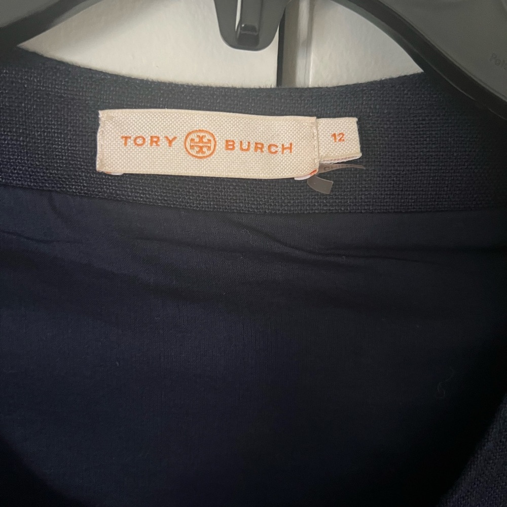 Tory Burch Navy Linen Front Button Shift Dress Size:12 - Picture 6 of 7
